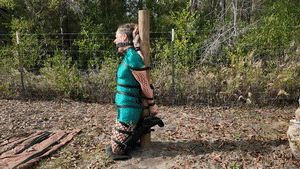www.faythonfire.com - Fayth Strapped & Gagged To Post Outside thumbnail